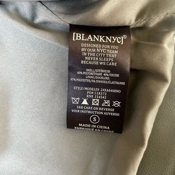 Blank NYC NWT Revolve Green Notched Collar Zip Up Faux Leather Moto Jacket Small - Picture 10 of 11